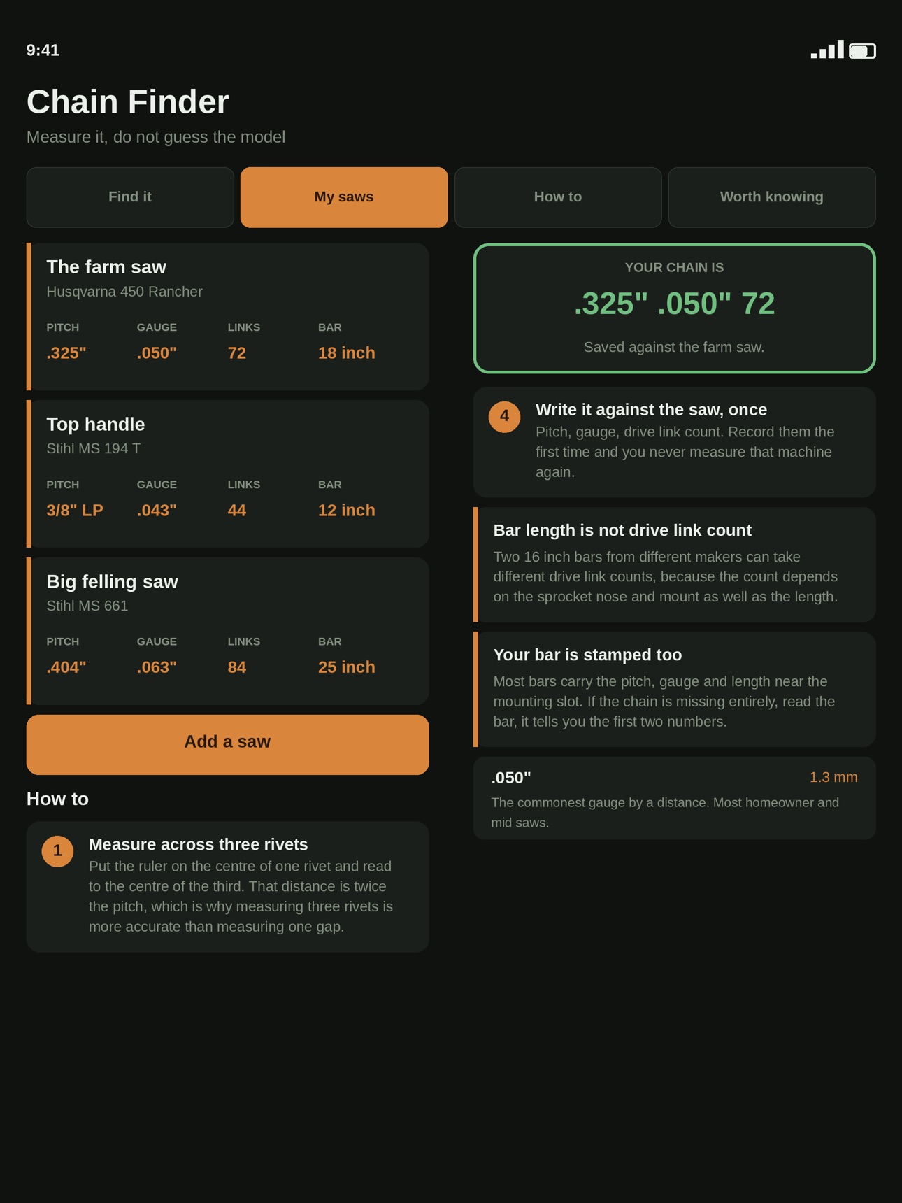 Screenshot 9 of Chainsaw Chain Finder