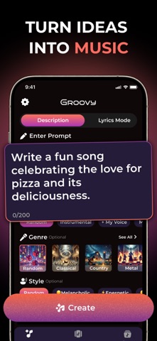Groovy AI Music Generation iPhone screenshot