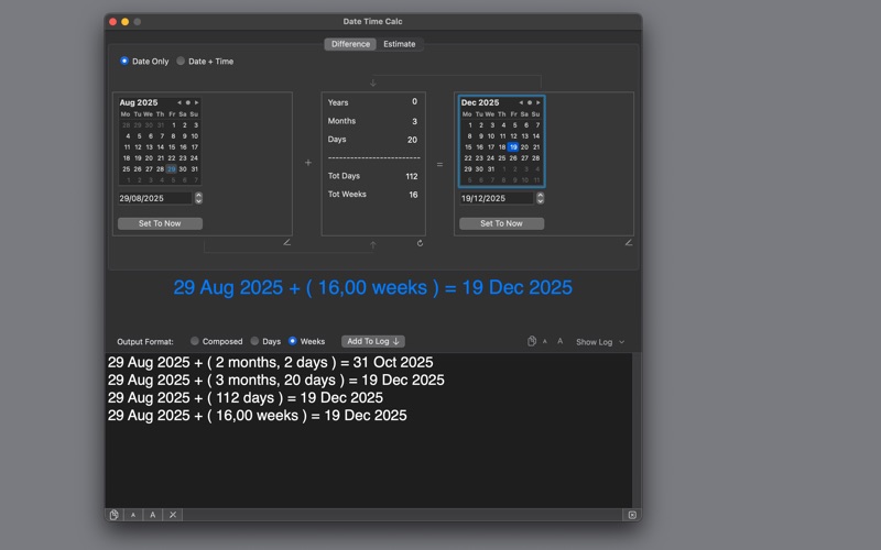 Date Time Calc LT screenshot
