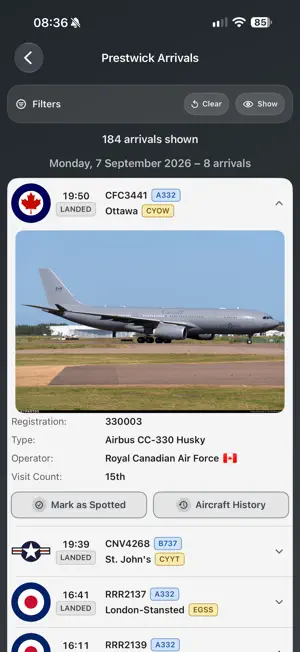Prestwick Military Movements screenshot 1