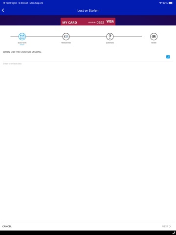CFCU Visa iPad screenshot