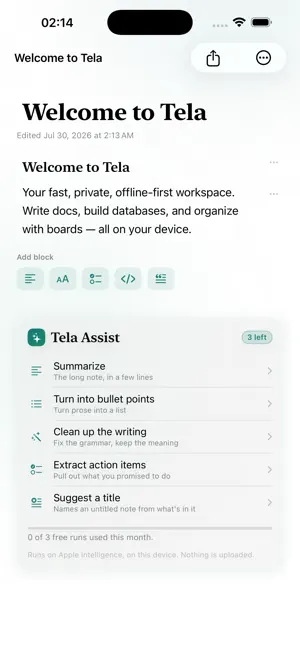 Tela: Notes, Docs & DB screenshot 2