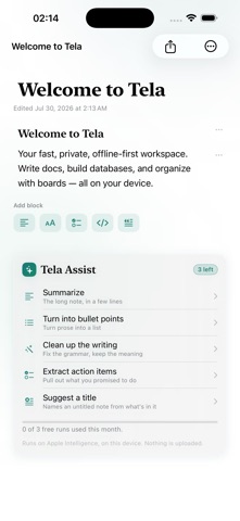 Tela: Notes, Docs & DB Screenshot 2 of 4
