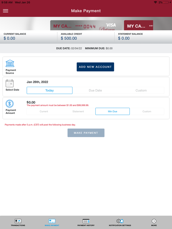WAC Visa iPad screenshot 5 - Finance app