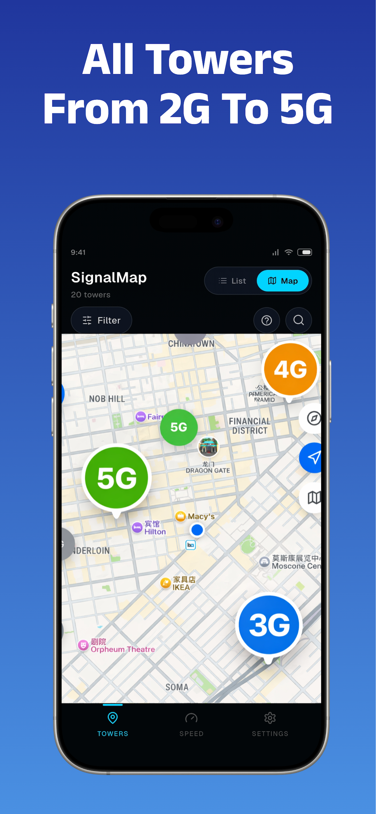 Signal Map: Cell Towers