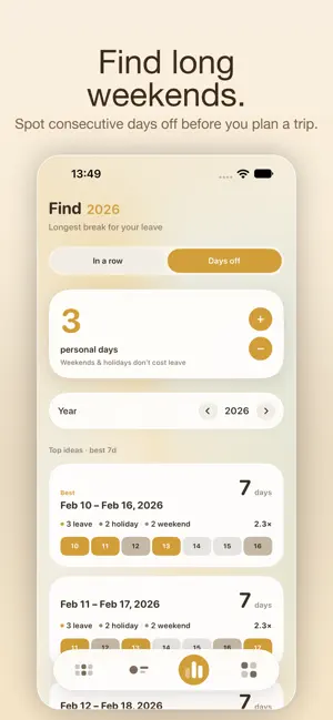Calenday: Holidays & Free Days screenshot 2