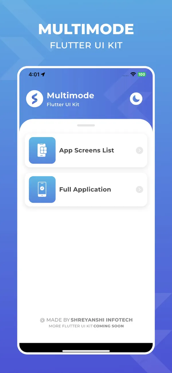#1. Multimode - Flutter Ui Kit (iOS) Göre: Denisha Vadukia