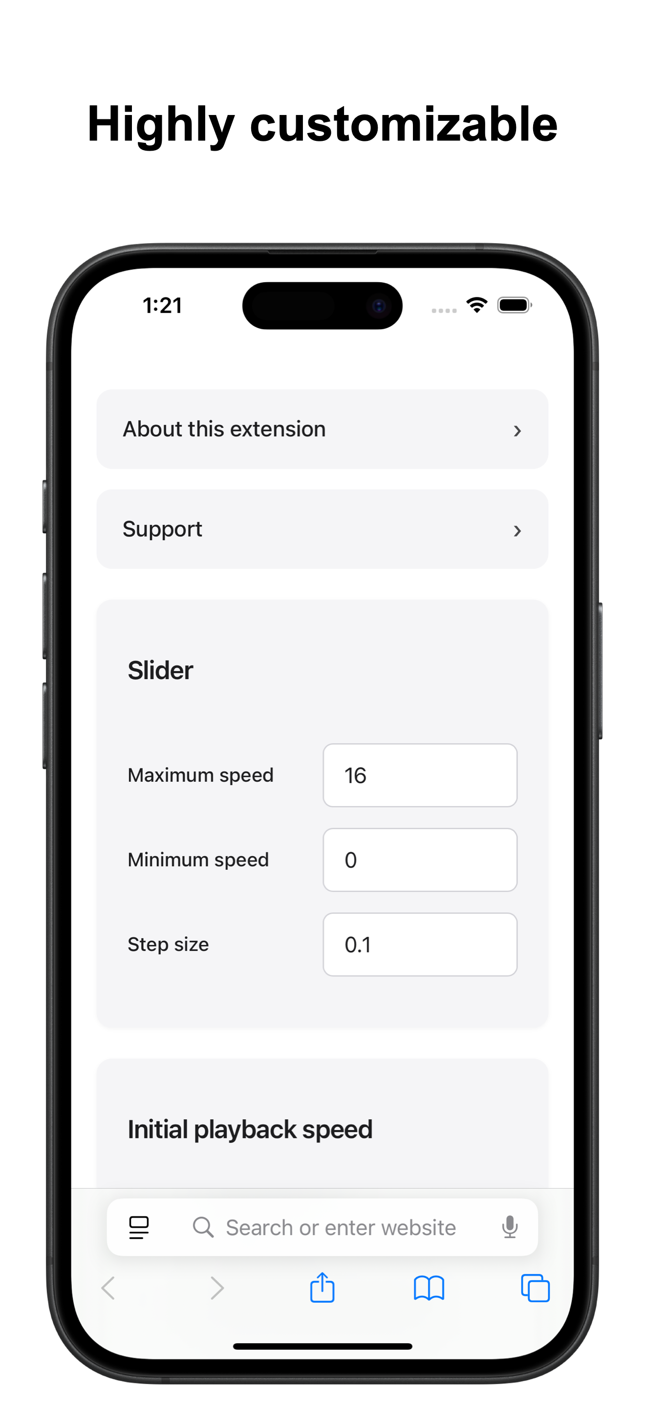 Change Video Speed for Safari