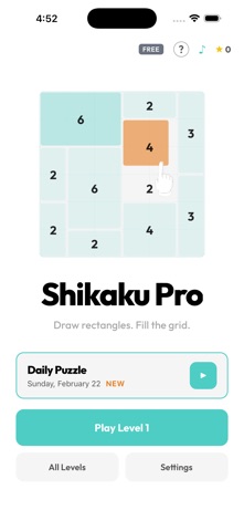 Shikaku Pro: Rectangle Puzzle Screenshot 1 of 3