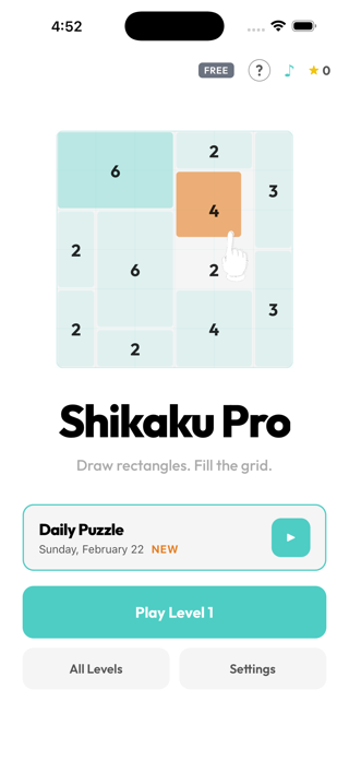 Shikaku Pro: Rectangle Puzzle Screenshot 1 of 3