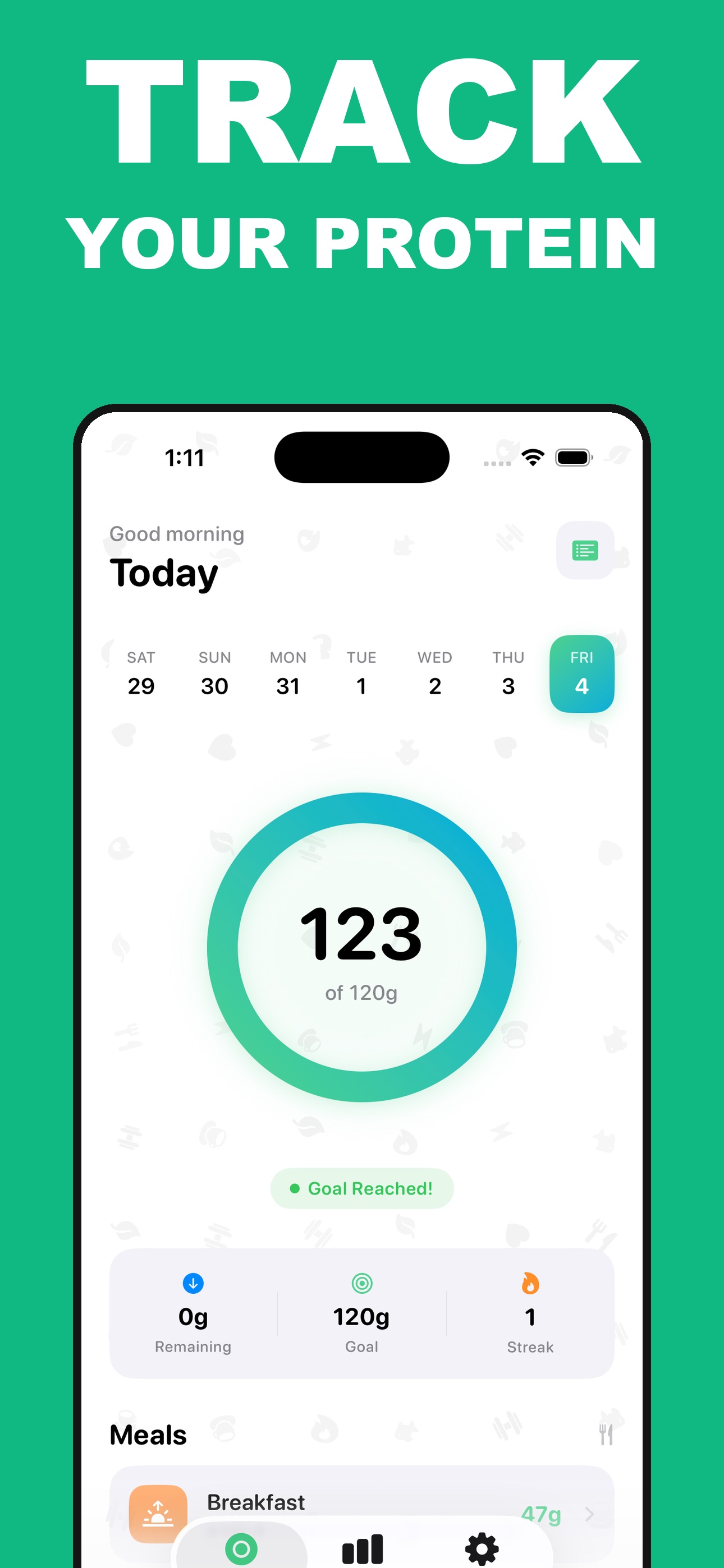 Screenshot 1 of Protein Tracker: Daily Goals