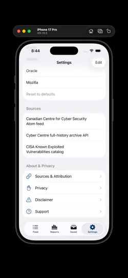 Screenshot von CyberCentreAlerts auf dem iPhone 5