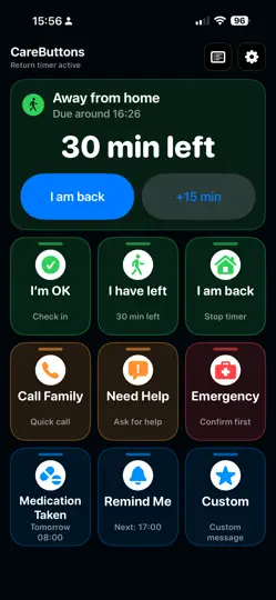 Скриншот CareButtons на iPhone 2
