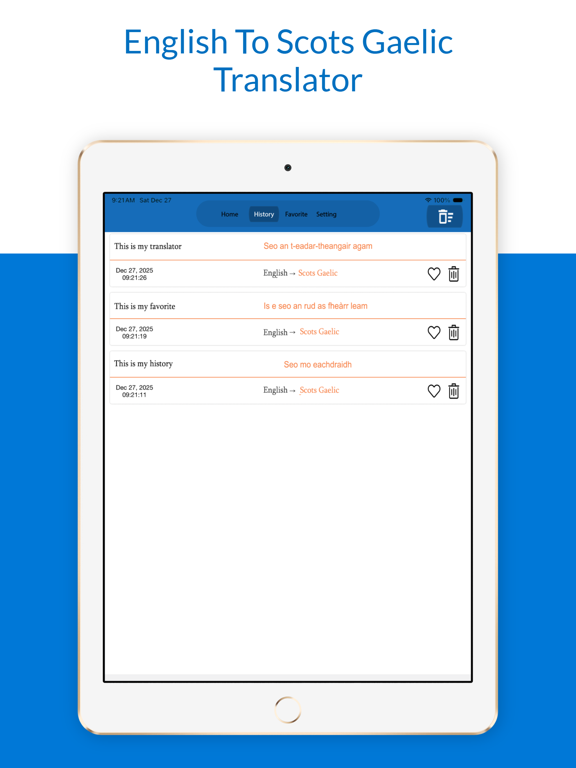 English To Scots Gaelic Trans iPad screenshot