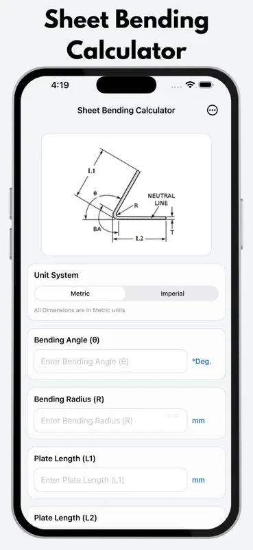 Sheet Bending Calculator Pro screenshot 1 of 5