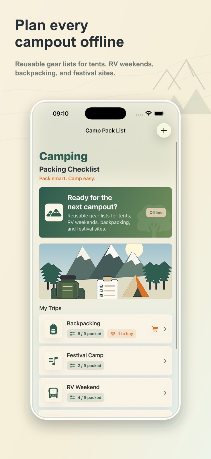 Camp Pack List iphone screenshot 1
