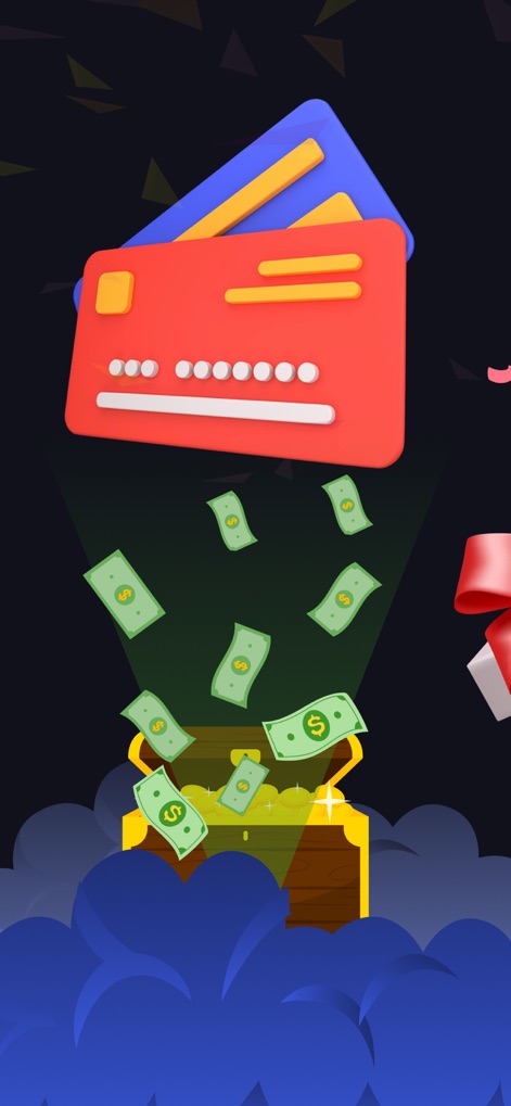 EarnFIow Ultra - This visual illustrates the journey of accumulating wealth, with credit cards representing financial tools and a treasure chest symbolizing the rewards of disciplined saving.