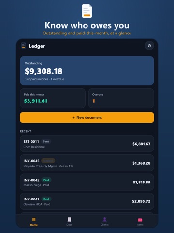 Contractor Invoice & Estimates iPad screenshot