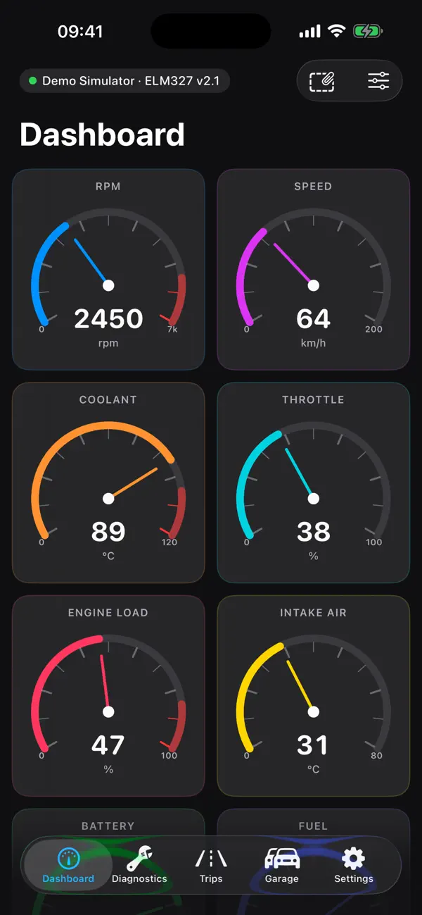 Screenshot #1 pour OBD Connector - OBD-II, ELM327