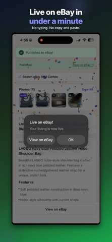 Vendlists: AI eBay Listing App iPhone screenshot
