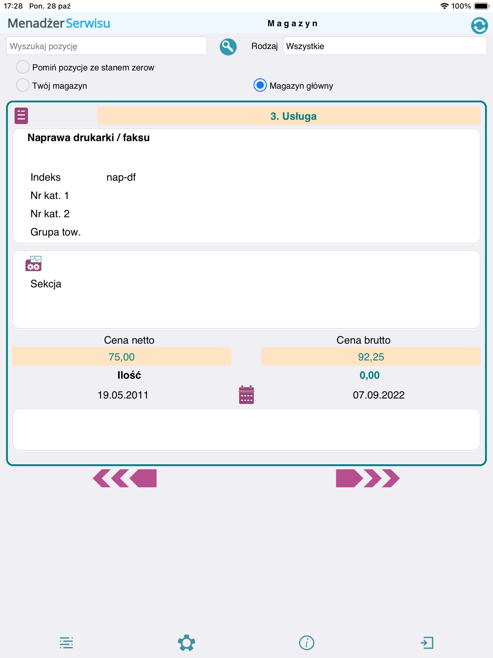 Menadżer Serwisu Mobile