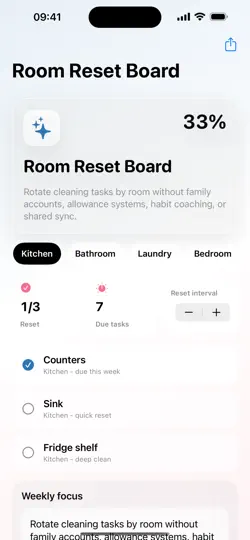 Screenshot von Room Reset Board auf dem iPhone 1