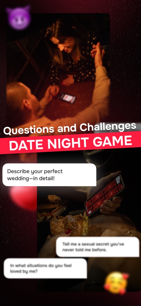 Heat: Couple Games for Adults - The app provides engaging date night questions in a conversational chat format, encouraging deeper interaction between partners.