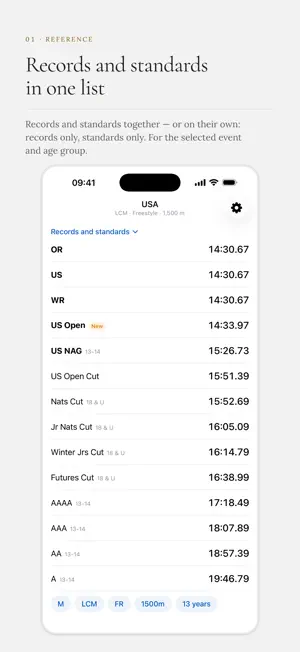 SwimInfo: Records & Standards screenshot 1