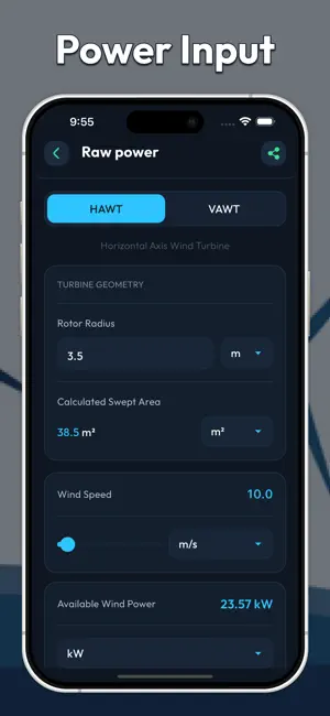 Wind Turbine Calculator. screenshot 2