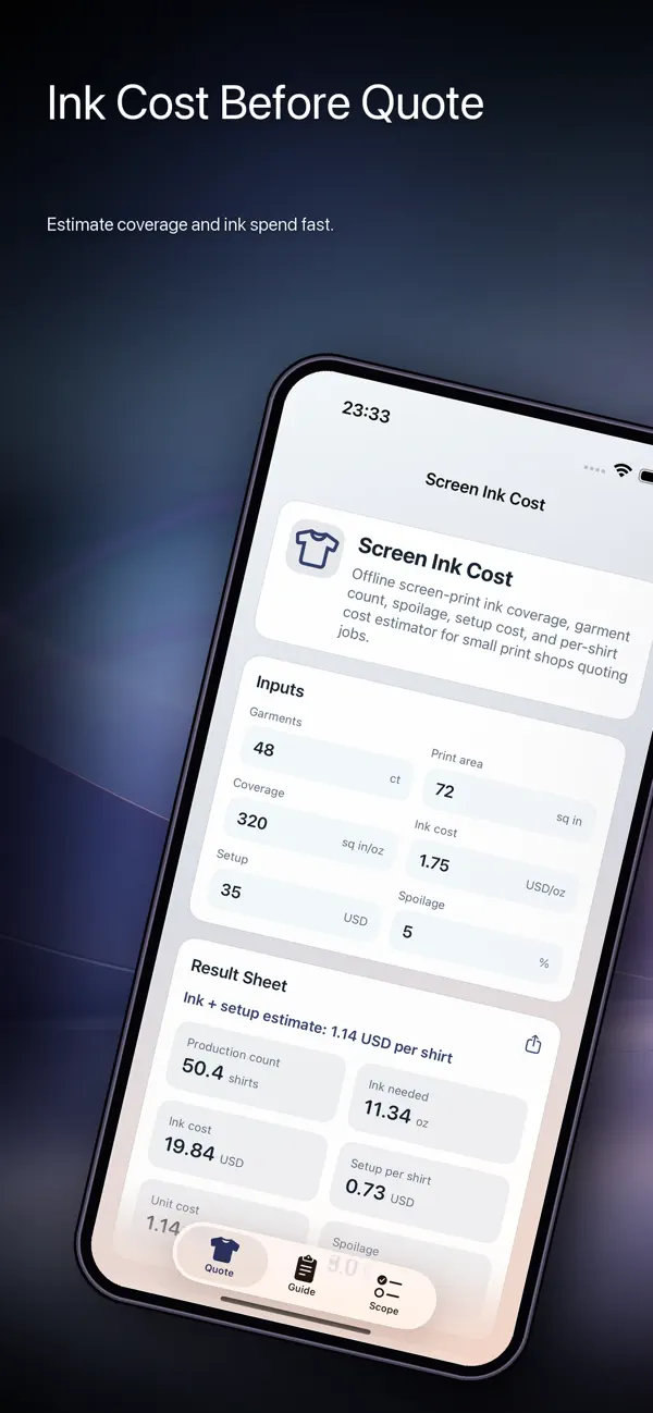 Screenshot #1 pour Screen Ink Cost