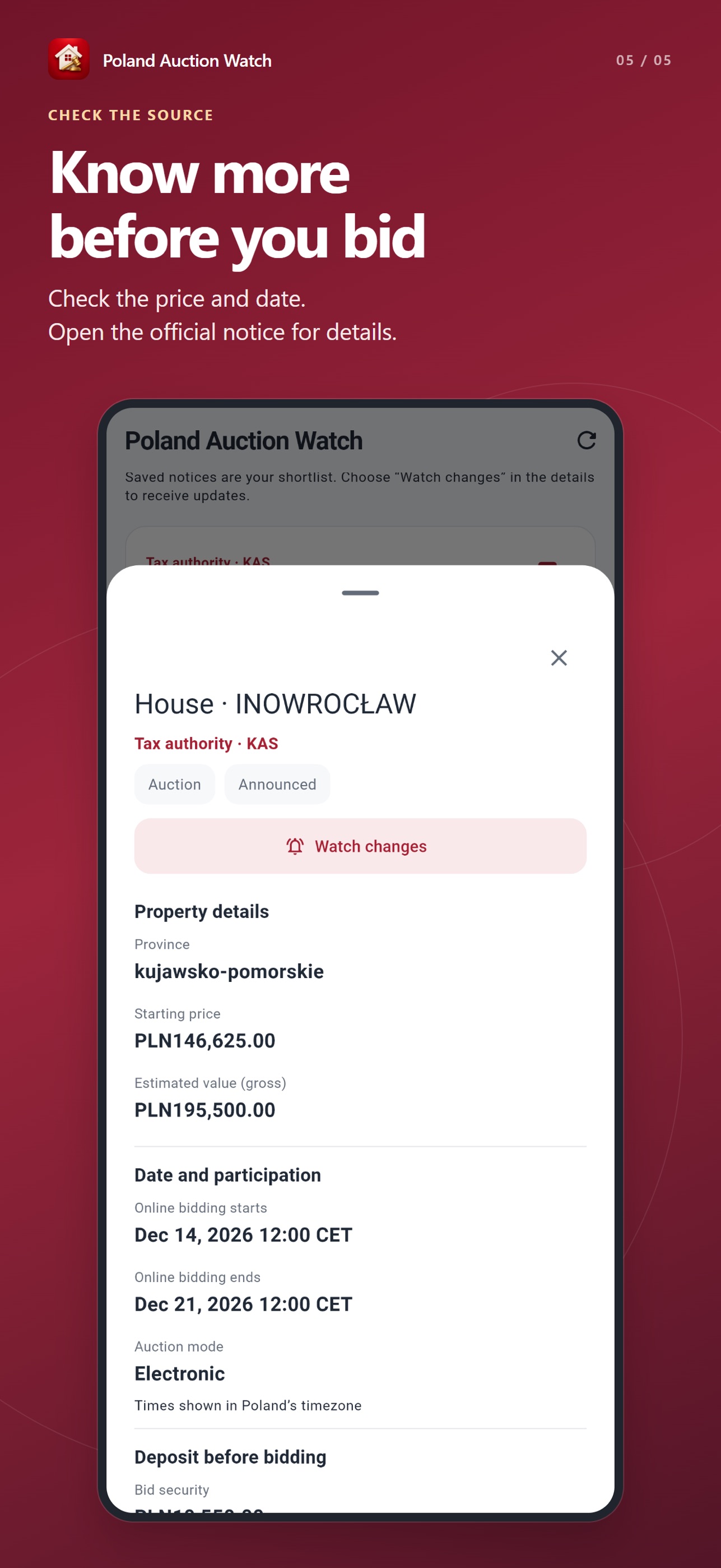Screenshot 5 of Poland Auction Watch