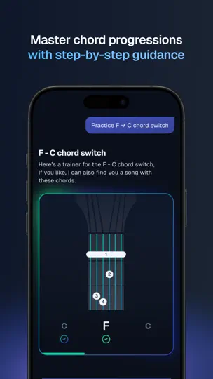 Captura de pantalla de AI Guitar Lessons By Yousician en iPhone 6