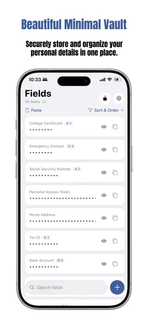 Fields: Secure Notes & Vault screenshot 1