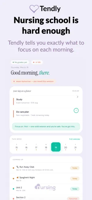 Tendly: Nursing School Planner screenshot 1