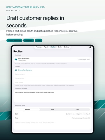 AI Reply Assistant – Business iPad screenshot
