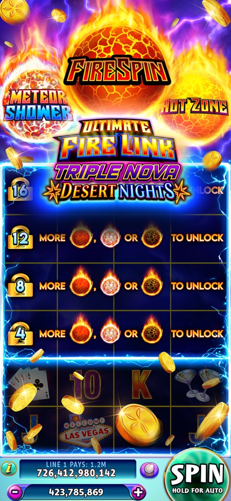 Gold Fish Casino Slots Games - Cet écran met en avant la mécanique "Fire Link" avec ses symboles de feu ardents et les indicateurs numériques pour débloquer de nouvelles rangées, augmentant le potentiel de gain.