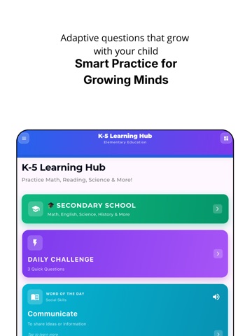 K-5 Learning Hub iPad screenshot