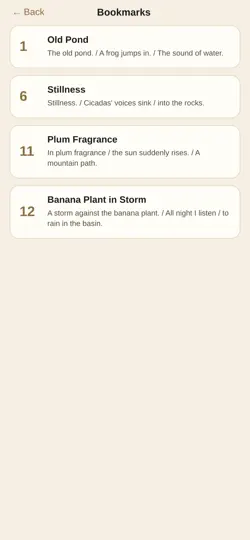 Screenshot von Basho: Haiku Reader auf dem iPhone 6