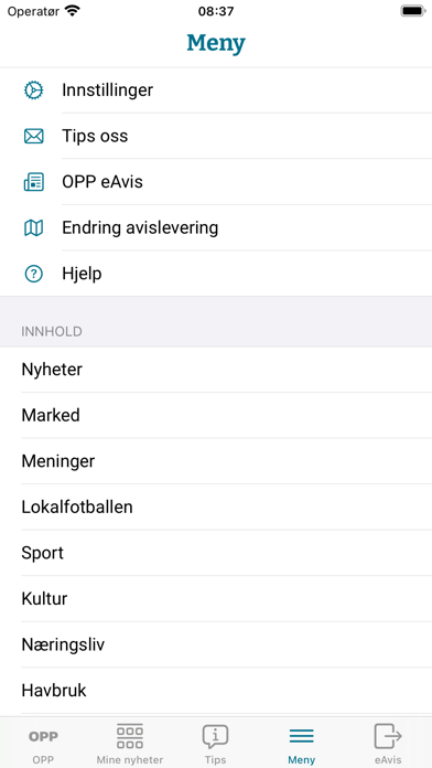OPP Nyheter Screenshot