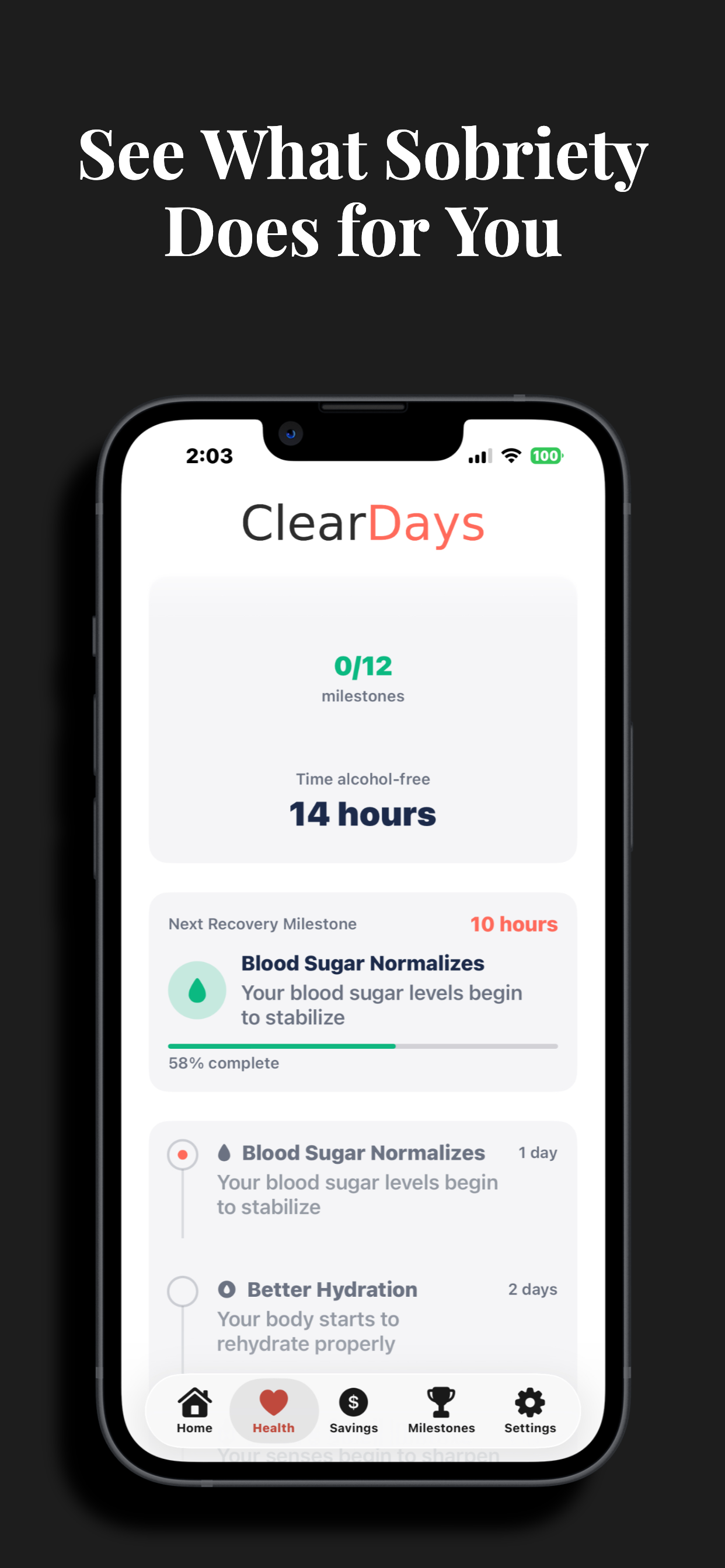 Clear Days : Sobriety Tracker screenshot 2