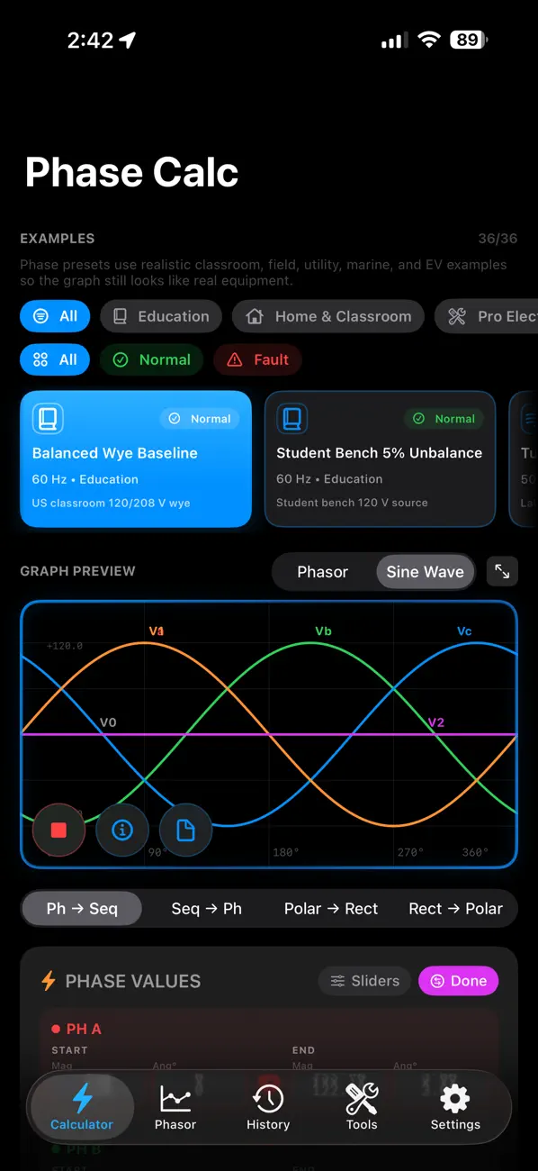 Screenshot #1 pour Phase Calc