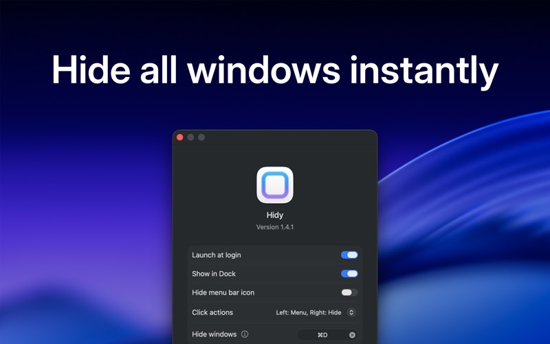Hidy – 隐藏所有窗口 screenshot
