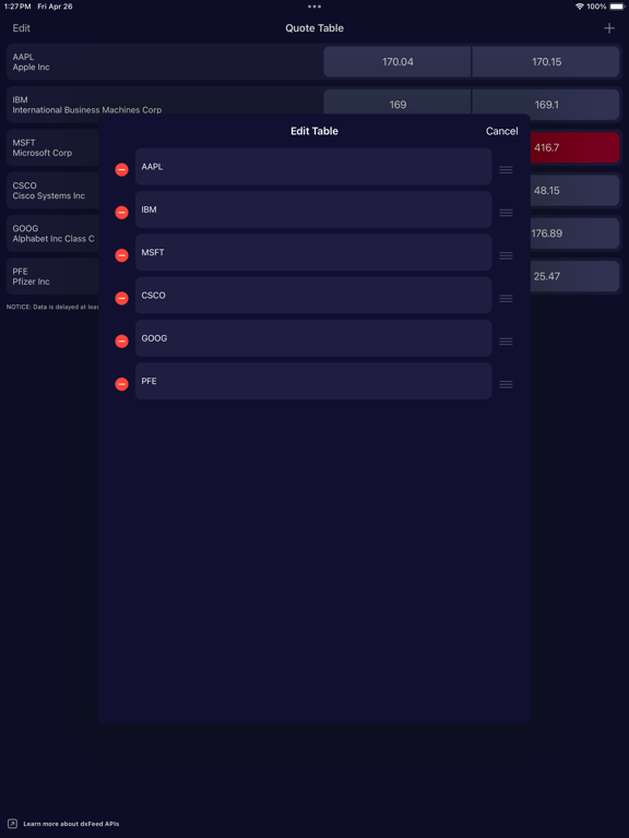 Screenshot #5 pour dxFeed Quote Table