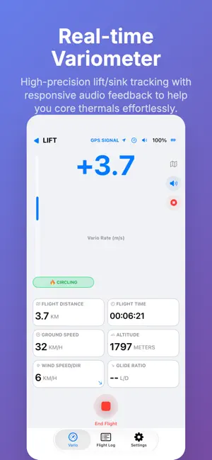 滑翔伞飞行电脑: Lift screenshot 1