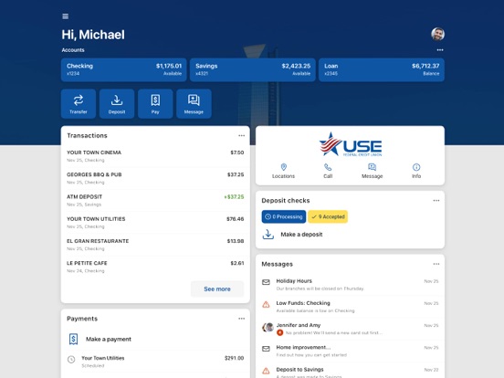 USEFCU iPad screenshot 1 - Finance app