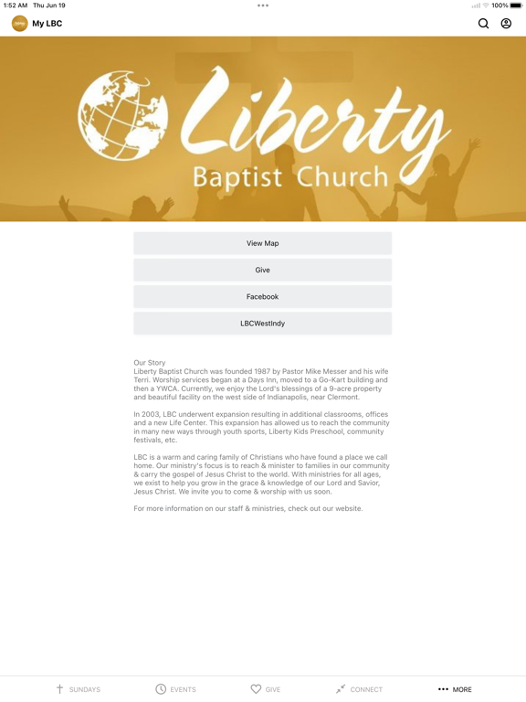 Liberty Baptist Church - IN iPad screenshot 4 - Lifestyle app