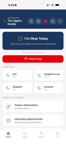 SeniorSafe App iPhone screenshot
