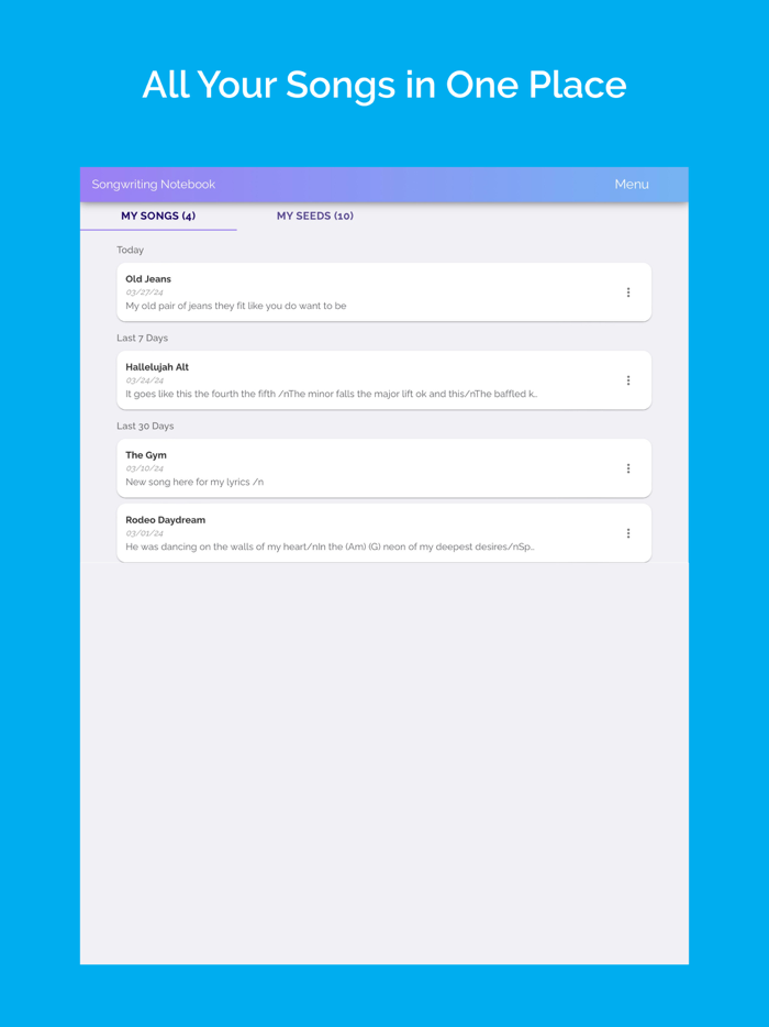 Songwriting Notebook