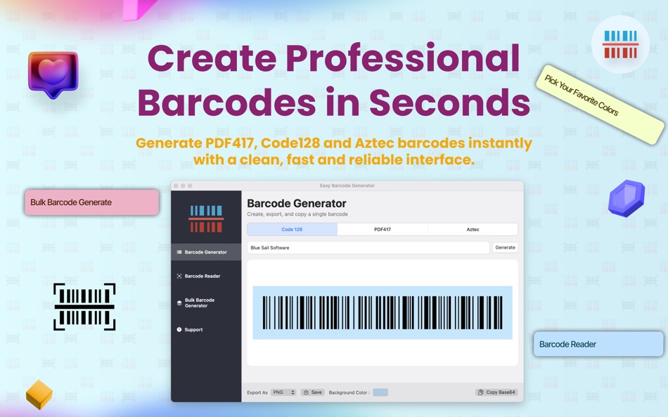 #1. Easy Barcode Generator (macOS) Podle: Berkan Gunduz