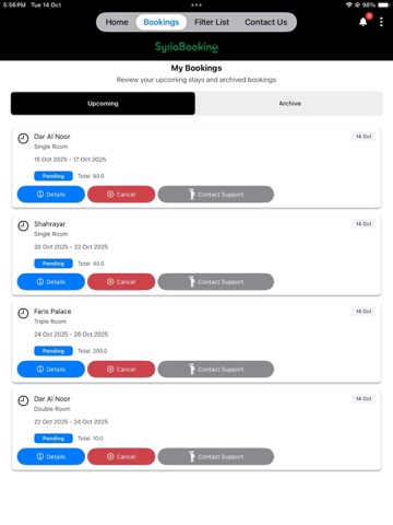 SyriaBooking iPad screenshot